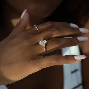 The Scarlett Set  With A 2.5 Carat Oval 18K Yellow Gold Moissanite