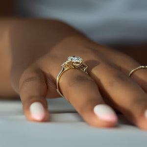The Scarlett Set  With A 2.5 Carat Oval 18K Yellow Gold Moissanite