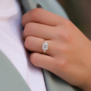 The Scarlett Set  With A 2.5 Carat Princess 18K Yellow Gold Moissanite