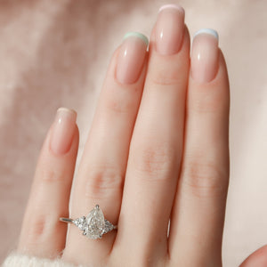 The Scarlett Set  With A 2.5 Carat Pear 18K White Gold Moissanite