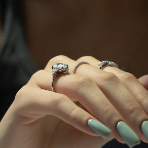 The Scarlett Set  With A 2.5 Carat Pear 18K White Gold Moissanite