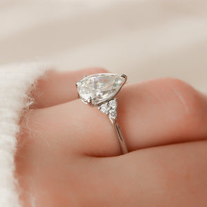 The Scarlett Set  With A 2.5 Carat Pear 18K White Gold Moissanite