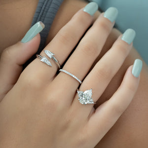 The Scarlett Set  With A 2.5 Carat Pear 18K White Gold Moissanite