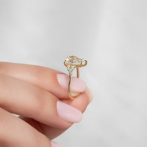 The Scarlett Set  With A 2.5 Carat Pear 14K Yellow Gold Moissanite