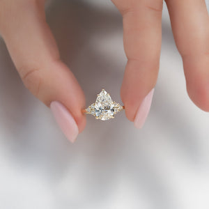The Scarlett Set  With A 2.5 Carat Pear 14K Yellow Gold Moissanite