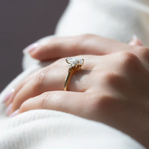 The Scarlett Set  With A 2.5 Carat Pear 14K Yellow Gold Moissanite