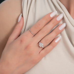 The Scarlett Set  With A 4.5 Carat Radiant 18K White Gold Moissanite