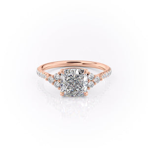 The Scarlett Set With A 1.5 Carat Cushion 14K Rose Gold Lab Diamond