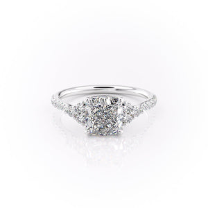The Scarlett Set With A 3 Carat Cushion 18K White Gold Lab Diamond