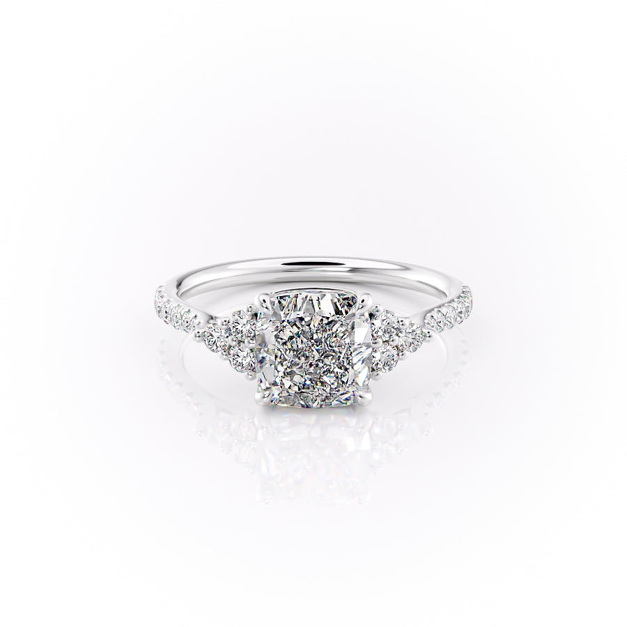 The Scarlett Set With A 2.5 Carat Cushion 18K White Gold Lab Diamond