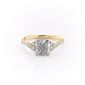The Scarlett Set With A 1.5 Carat Cushion 18K Yellow Gold Lab Diamond