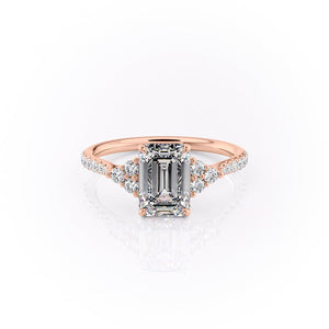 The Scarlett Set With A 2.5 Carat Emerald 14K Rose Gold Lab Diamond