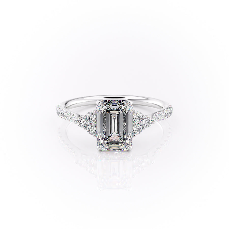 The Scarlett Set With A 2.5 Carat Emerald 18K White Gold Lab Diamond