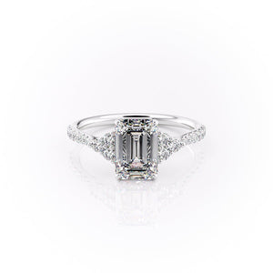 The Scarlett Set With A 3 Carat Emerald 14K White Gold Lab Diamond