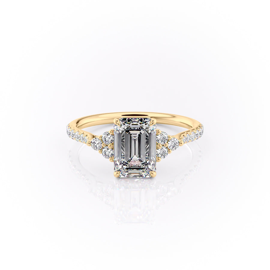 The Scarlett Set With A 2.5 Carat Emerald 14K Yellow Gold Lab Diamond
