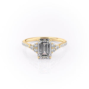 The Scarlett Set With A 1 Carat Emerald 18K Yellow Gold Lab Diamond