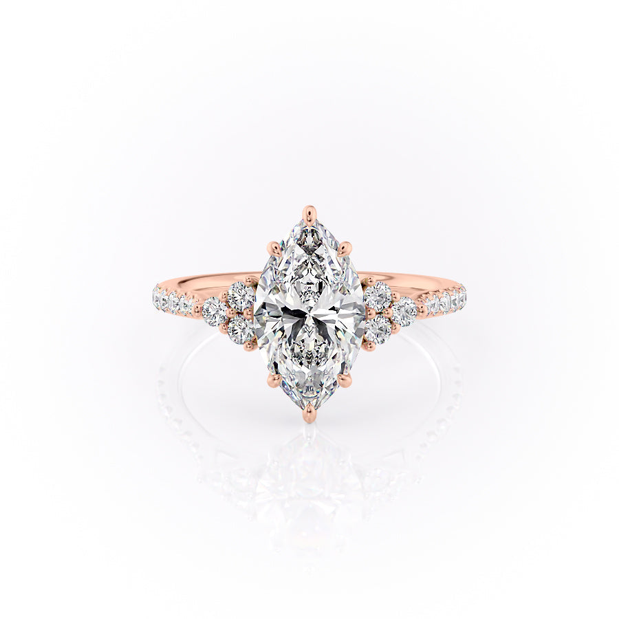The Scarlett Set With A 1.5 Carat Marquise 14K Rose Gold Lab Diamond