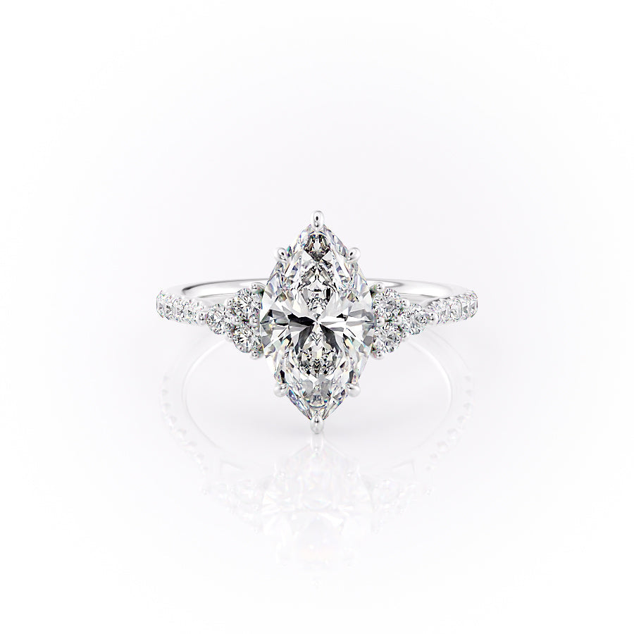 The Scarlett Set With A 3 Carat Marquise 18K White Gold Lab Diamond