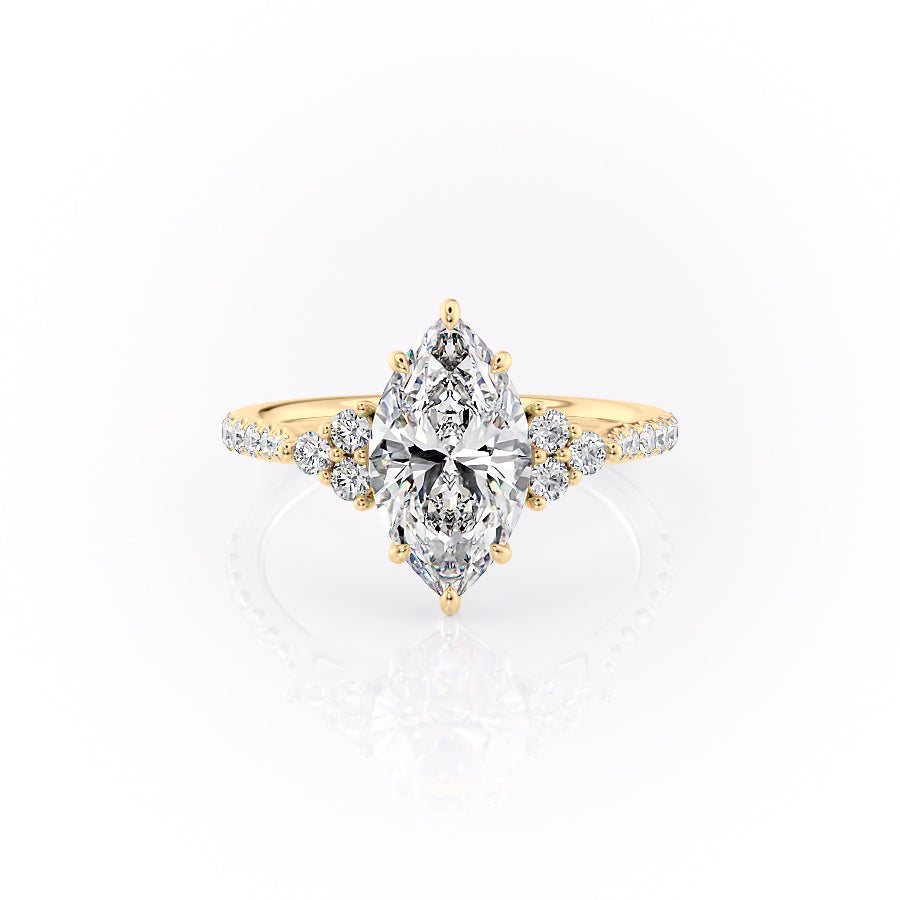The Scarlett Set  With A 2 Carat Marquise 14K Yellow Gold Moissanite