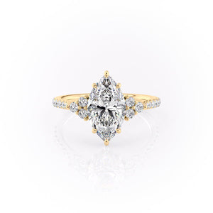 The Scarlett Set With A 1.5 Carat Marquise 18K Yellow Gold Lab Diamond