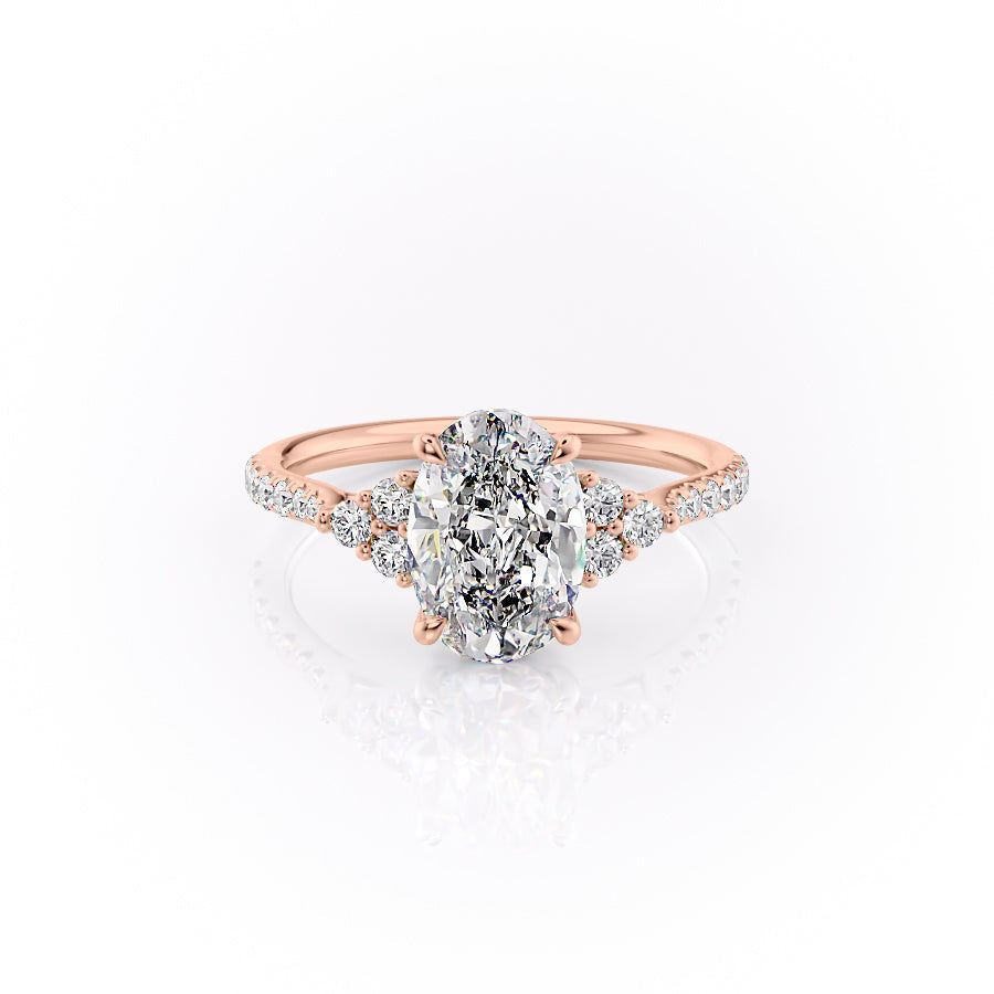 The Scarlett Set  With A 1.5 Carat Oval 14K Rose Gold Moissanite