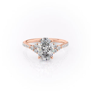 The Scarlett Set With A 2 Carat Oval 14K Rose Gold Lab Diamond