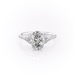 The Scarlett Set With A 2.5 Carat Oval 14K White Gold Lab Diamond