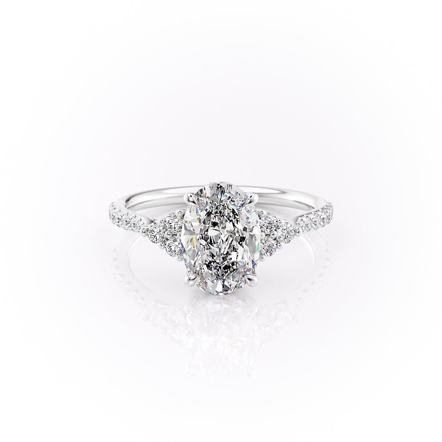 The Scarlett Set With A 1.5 Carat Oval 14K White Gold Lab Diamond