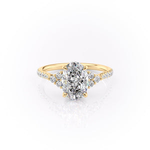 The Scarlett Set With A 2 Carat Oval 18K Yellow Gold Lab Diamond