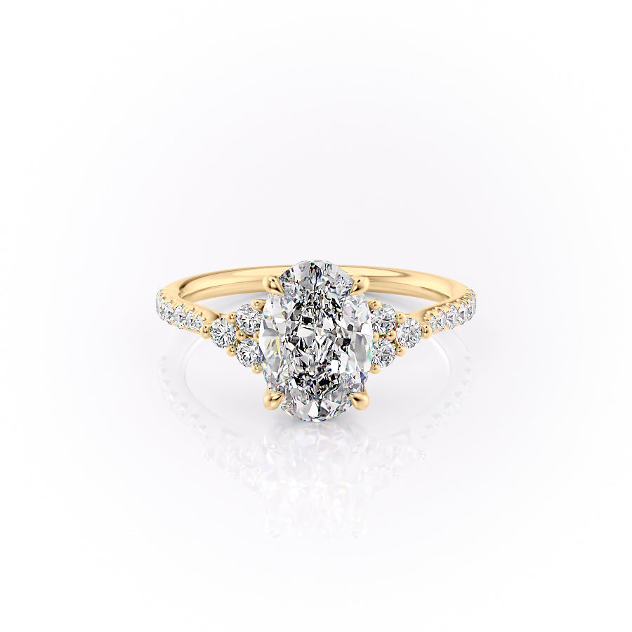 The Scarlett Set  With A 1.5 Carat Oval 18K Yellow Gold Moissanite