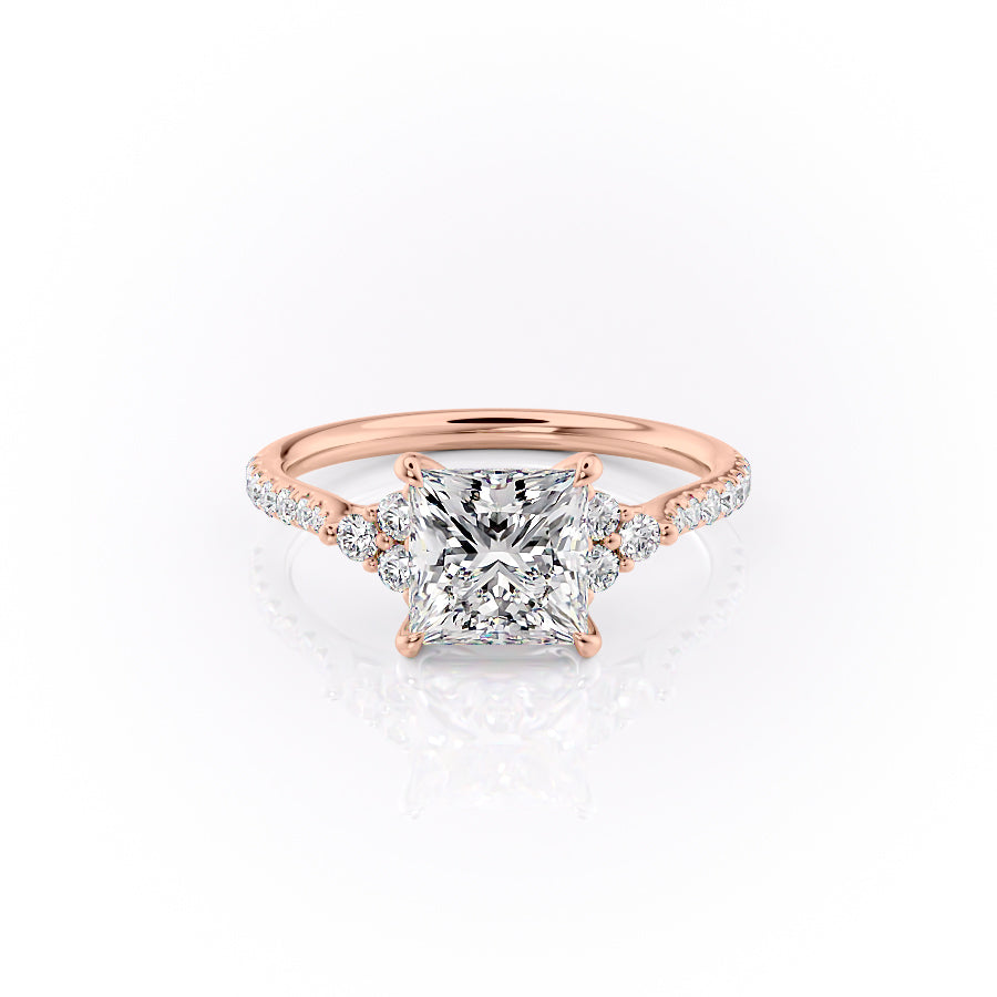 The Scarlett Set  With A 1.5 Carat Princess 14K Rose Gold Moissanite