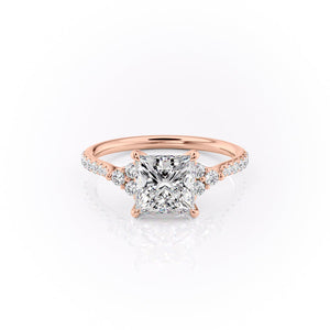 The Scarlett Set  With A 1.5 Carat Princess 14K Rose Gold Moissanite