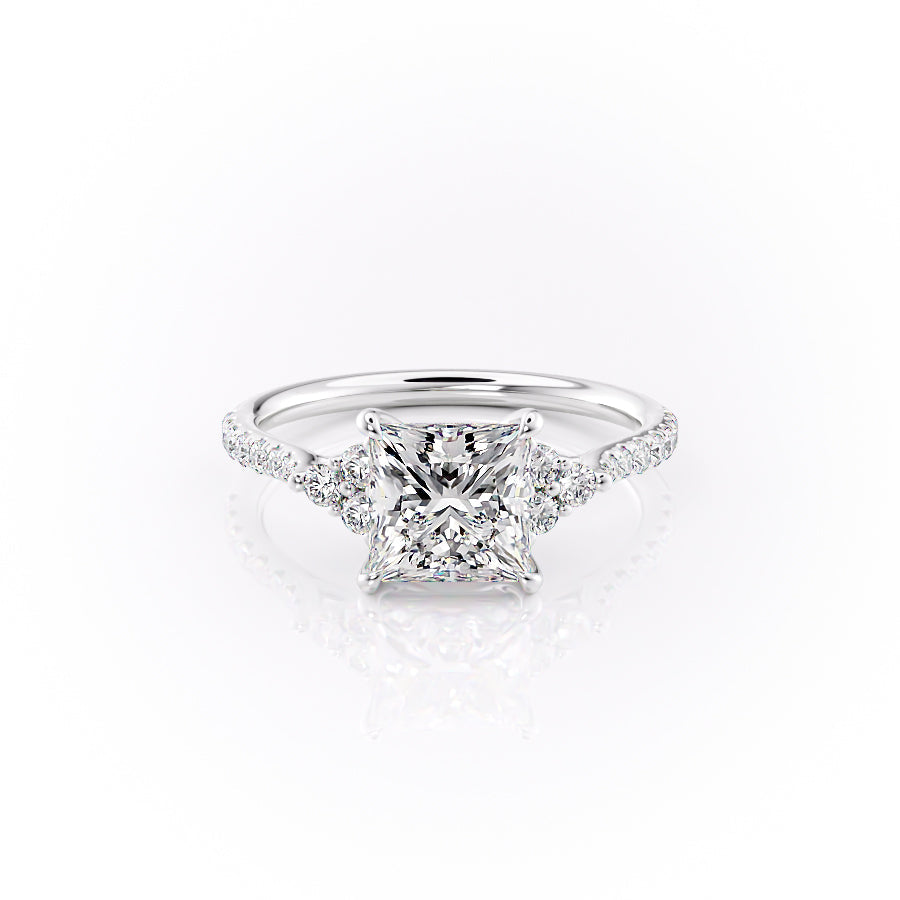 The Scarlett Set  With A 3.5 Carat Princess 14K White Gold Moissanite