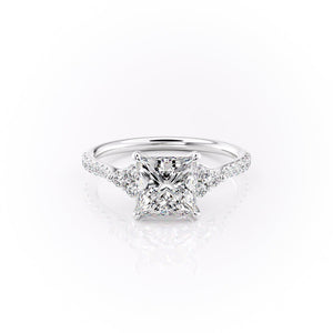 The Scarlett Set  With A 2.5 Carat Princess 14K White Gold Moissanite