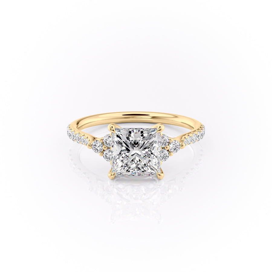 The Scarlett Set With A 2 Carat Princess 18K Yellow Gold Lab Diamond