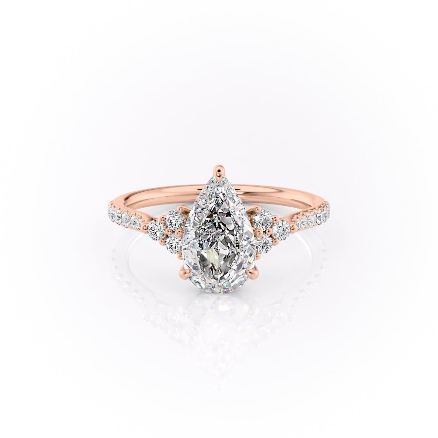 The Scarlett Set  With A 4 Carat Pear 14K Rose Gold Moissanite