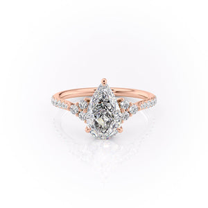 The Scarlett Set With A 1.5 Carat Pear 14K Rose Gold Lab Diamond