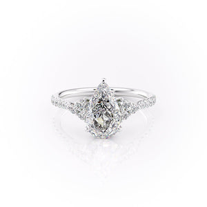 The Scarlett Set With A 2 Carat Pear 18K White Gold Lab Diamond