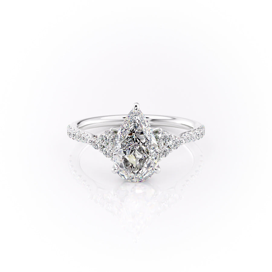 The Scarlett Set  With A 2.5 Carat Pear 18K White Gold Moissanite
