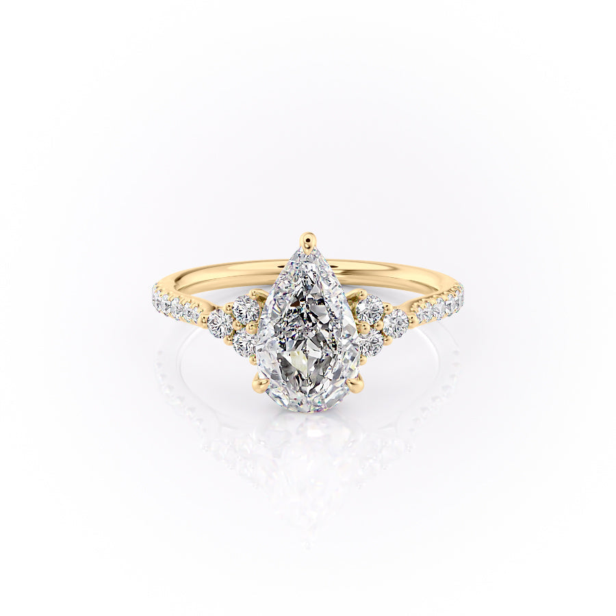 The Scarlett Set  With A 2 Carat Pear 18K Yellow Gold Moissanite