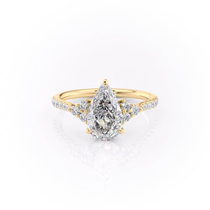 The Scarlett Set With A 2.5 Carat Pear 18K Yellow Gold Lab Diamond