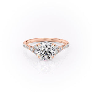 The Scarlett Set  With A 3.5 Carat Round 14K Rose Gold Moissanite