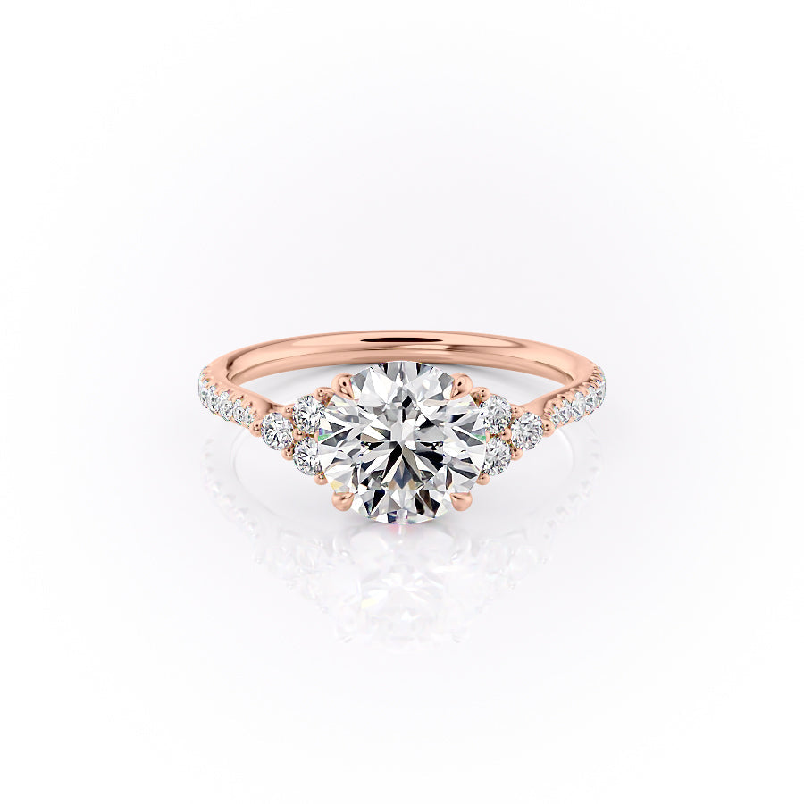 The Scarlett Set With A 2 Carat Round 14K Rose Gold Lab Diamond