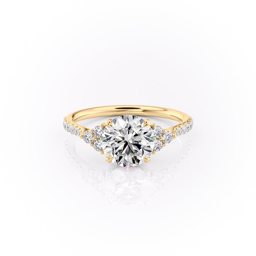 The Scarlett Set With A 1 Carat Round 14K Yellow Gold Lab Diamond