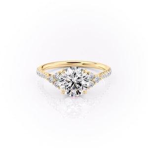 The Scarlett Set With A 1 Carat Round 18K Yellow Gold Lab Diamond