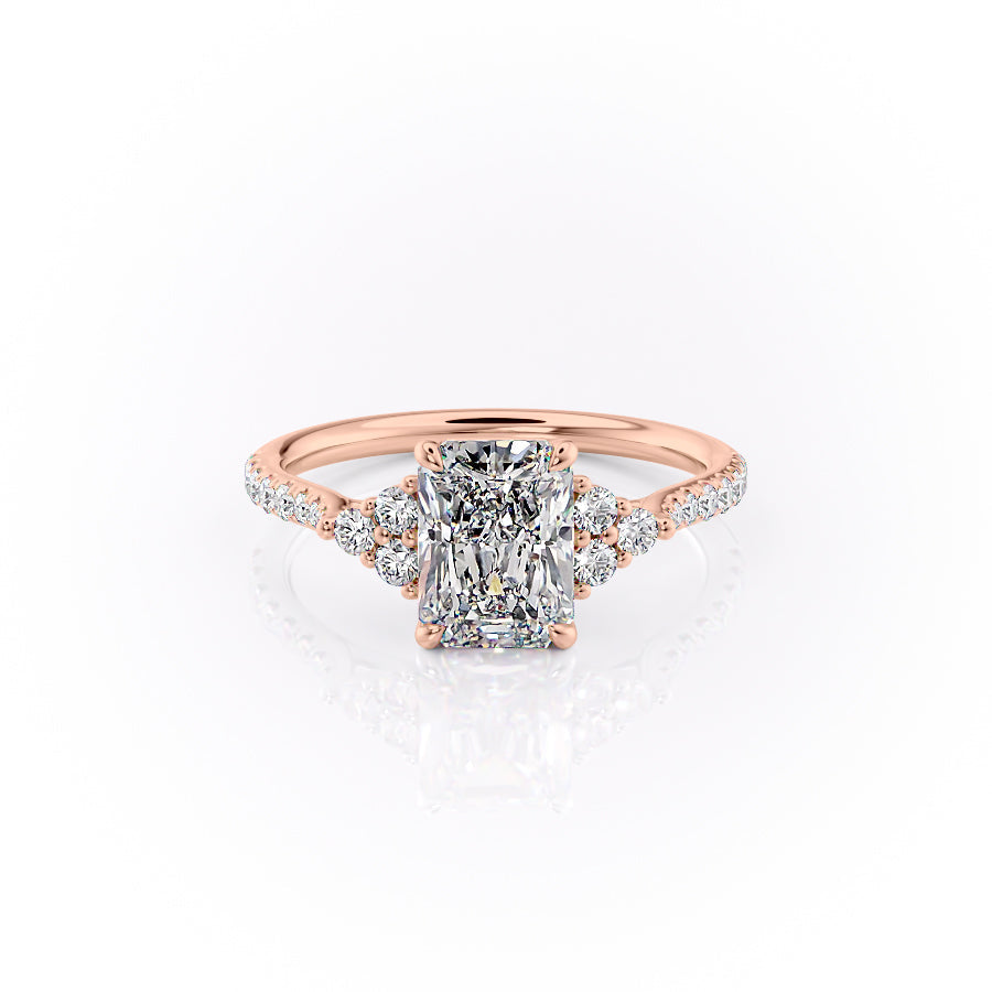 The Scarlett Set With A 2 Carat Radiant 14K Rose Gold Lab Diamond