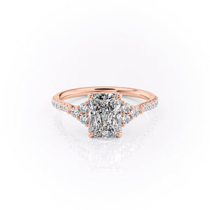 The Scarlett Set  With A 1.5 Carat Radiant 14K Rose Gold Moissanite