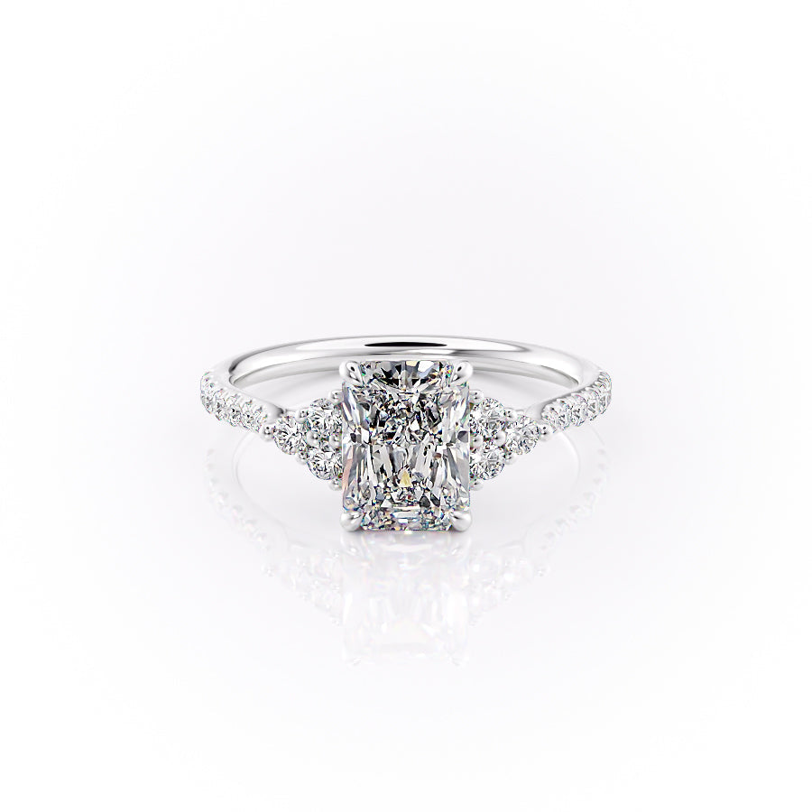 The Scarlett Set  With A 3 Carat Radiant 14K White Gold Moissanite