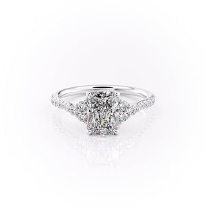 The Scarlett Set  With A 3 Carat Radiant 14K White Gold Moissanite