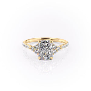 The Scarlett Set With A 3 Carat Radiant 18K Yellow Gold Lab Diamond